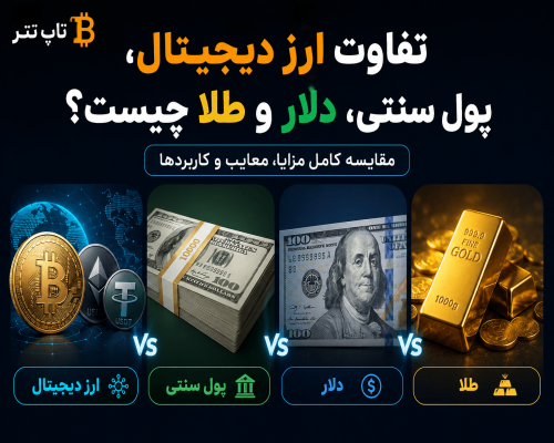 تفاوت ارز دیجیتال، پول سنتی، دلار و طلا چیست؟